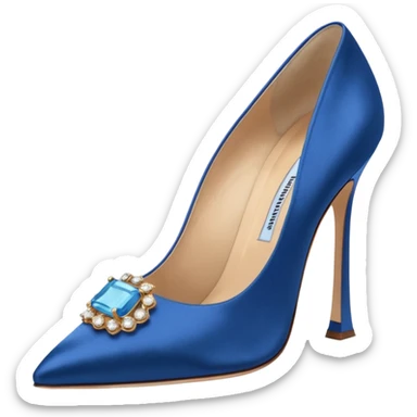 manolo blahink 90's satin pump with jewellry at front blue sticker