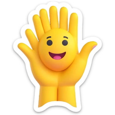 A classic yellow round emoji-style face using both hands to point at itself, with a proud or playful expression. The gesture clearly means "me" or "myself". Simple cartoon style on a clean background sticker