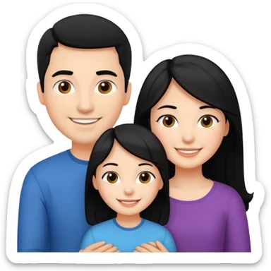 Couple of married man and woman with one kid teenager with black hair sticker