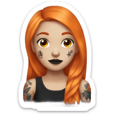 Goth girl with tattoos and long orange hair sticker