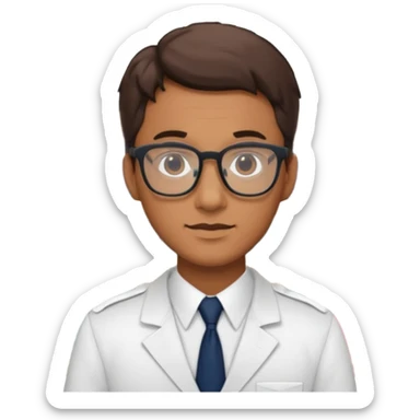 male Librarian in foreign countries with glasses and uniform sticker