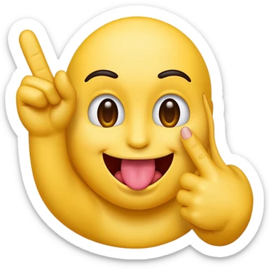 emoji with tongue sticking out and one hand touching middle finger and thumb sticker
