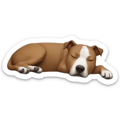 brownish-gray Staffordshire bull terrier sleeping on couch sticker