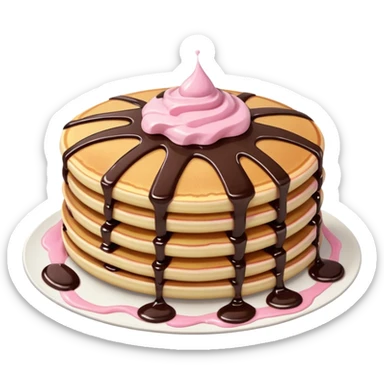 Pancake with pink cream and chocolate  sticker