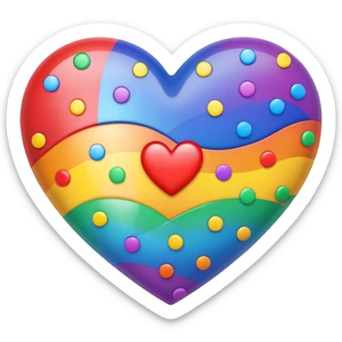 heart with rainbow polka dots sticker