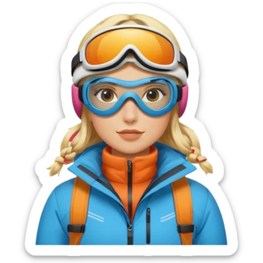 skiing women blonde sticker