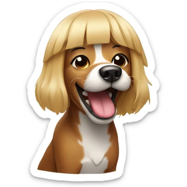 Laughing dog with wig  sticker