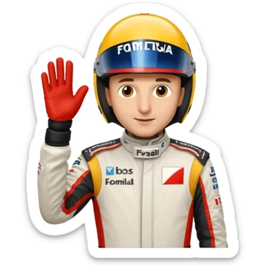 Robert Kubica, waving, in Formula 1 racing suit sticker