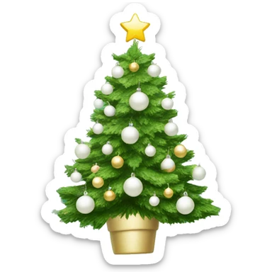 Christmas tree with dainty white ornaments  sticker