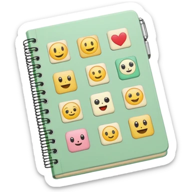 pale green note book with cute stickers sticker