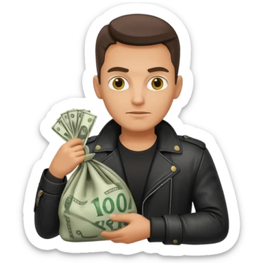 создай очень реалистичного украинца вора с большим мешком с деньгами sticker