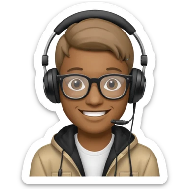 persona dj con audifonos , lentes y nombre FABRI sticker