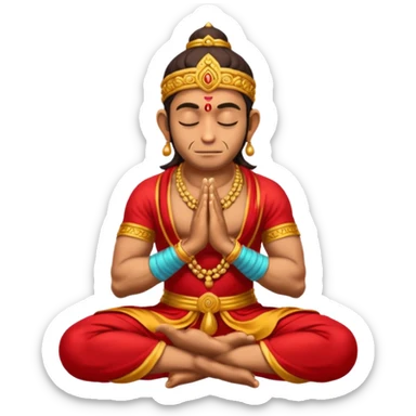 Hanuman ji seated and praying with close eyes sticker