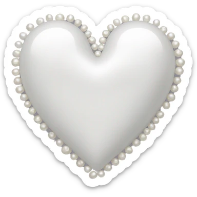 white heart with white pearls outlining the heart sticker