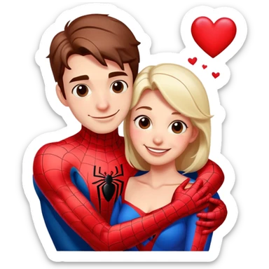 Spider-Man with hearts, hugging his mom sticker