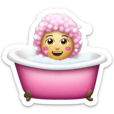 Pink glitter bathtub with bubbles  sticker
