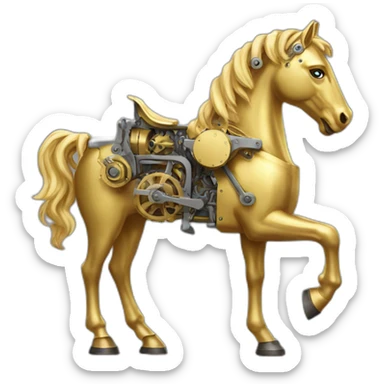 Mechanical golden  horse sticker