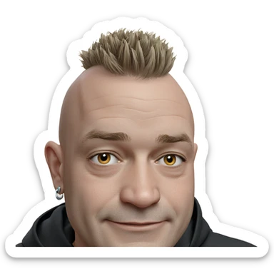 bald boy smiling with earrings sticker