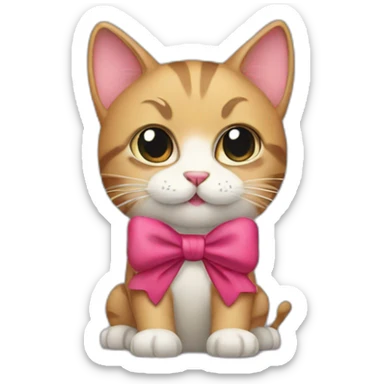 Cat with bow on sticker