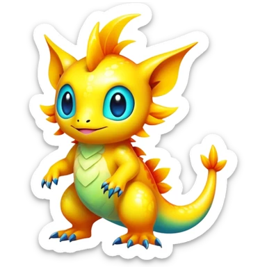 Exotic tropical shiny rare colorful epic cute Fakémon-creature, full body, with random markings sticker
