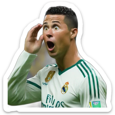 Ronaldo shocked with is two hand on his face 3 Times sticker