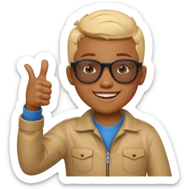 Creat light black kid with this "👍, 👈, 😀, 😎, reaction sticker