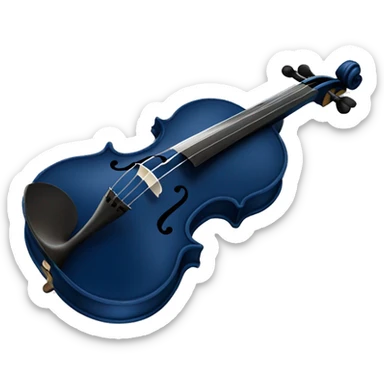 Rococo navy blue violin with a white bow sticker