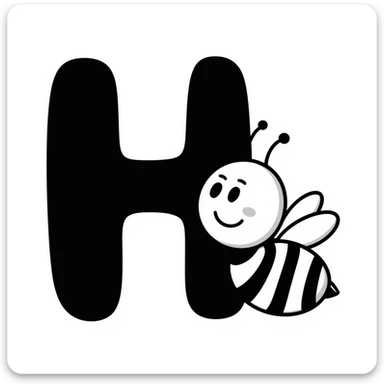 honey bee with the letter H sticker
