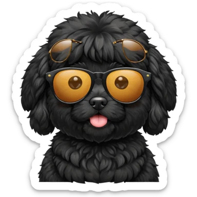 Black Cockapoo wearing sunglasses sticker