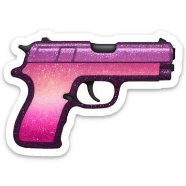 Pink ombre handgun with glitter  sticker