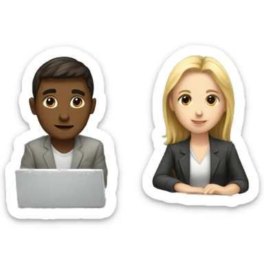 a white boy and a white girl in a computer science lesson, not sitting together  sticker