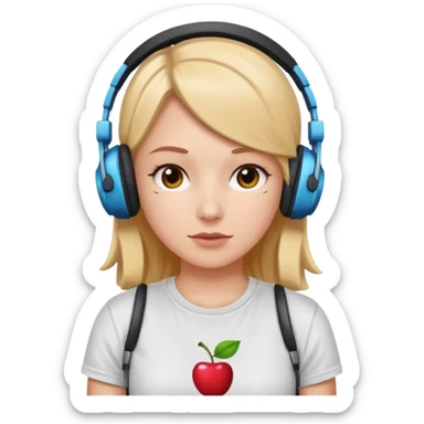 cherryhead skin white girl with deportive t shirt and headphones sticker