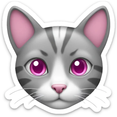 Pink hearts with grey cat face  sticker