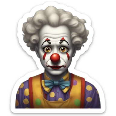 a clown that is very sad  sticker