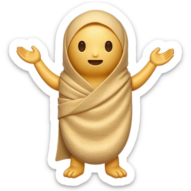 A burrito with arms and legs and no face sticker