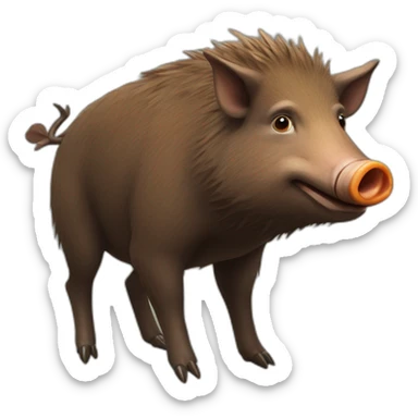 anthropomorphic brown wild boar with orange cheeks with tusks sticker