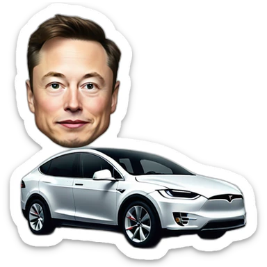 Elon Musk with Tesla model X sticker
