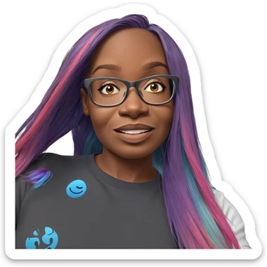 smiling girl with multicolored hair sticker