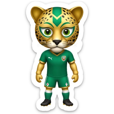 jaguar mexicano con vestimenta azteca que juega futbol sticker
