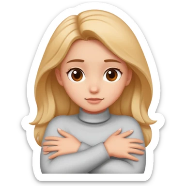 Girl crossing arms around her neck sticker