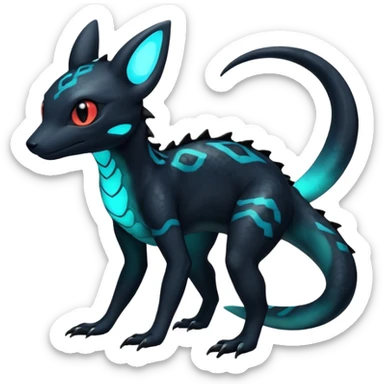 Scaley Exotic Salandit-Aurorus-Umbreon-Fakémon-hybrid-creature (full body)  sticker