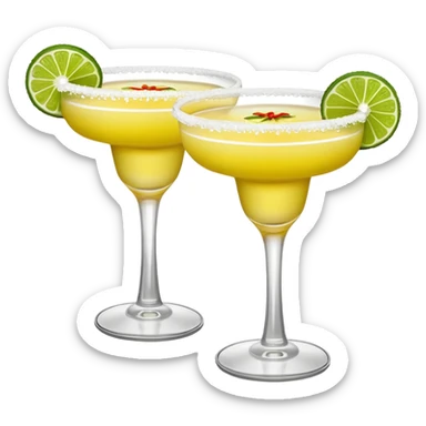 2 margaritas. one normal and one spicy. NO ICE - normal margarita glass with salt on the rim. one should be just with the margarita and the salt. the spicy one should have a small red pepper showing  on top sticker