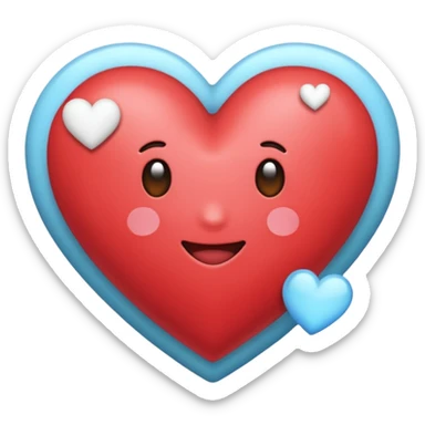 Crea un emoji de corazon que una mitad sea celeste y la otra blanca y en la unión de los colores que este difuminado sticker