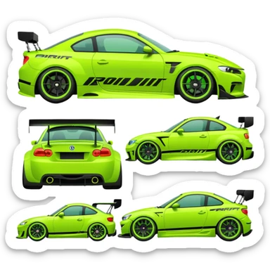 Emoji pack for R2 motorsport company, drift builds, motorsport parts, lime theme, just text sticker