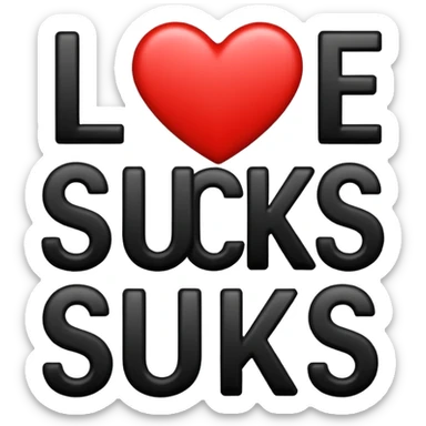 Typography design "love sucks" transparent background, black color lettering sticker