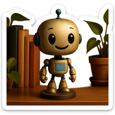 friendly bobblehead style robot sticker