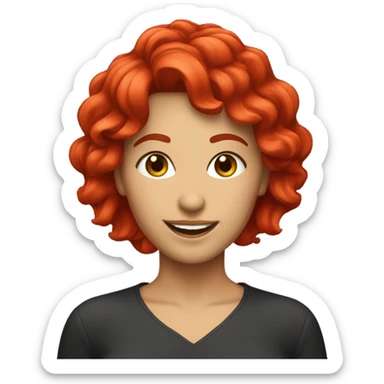 femme cheveux rouges court souriante sticker