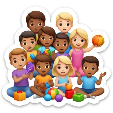 children playing with toys sticker