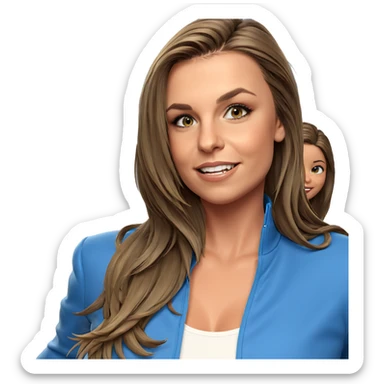 smiling girl in blue jacket sticker