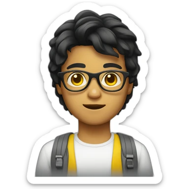 boy with yellow tinted glasses and combed black hair  sticker